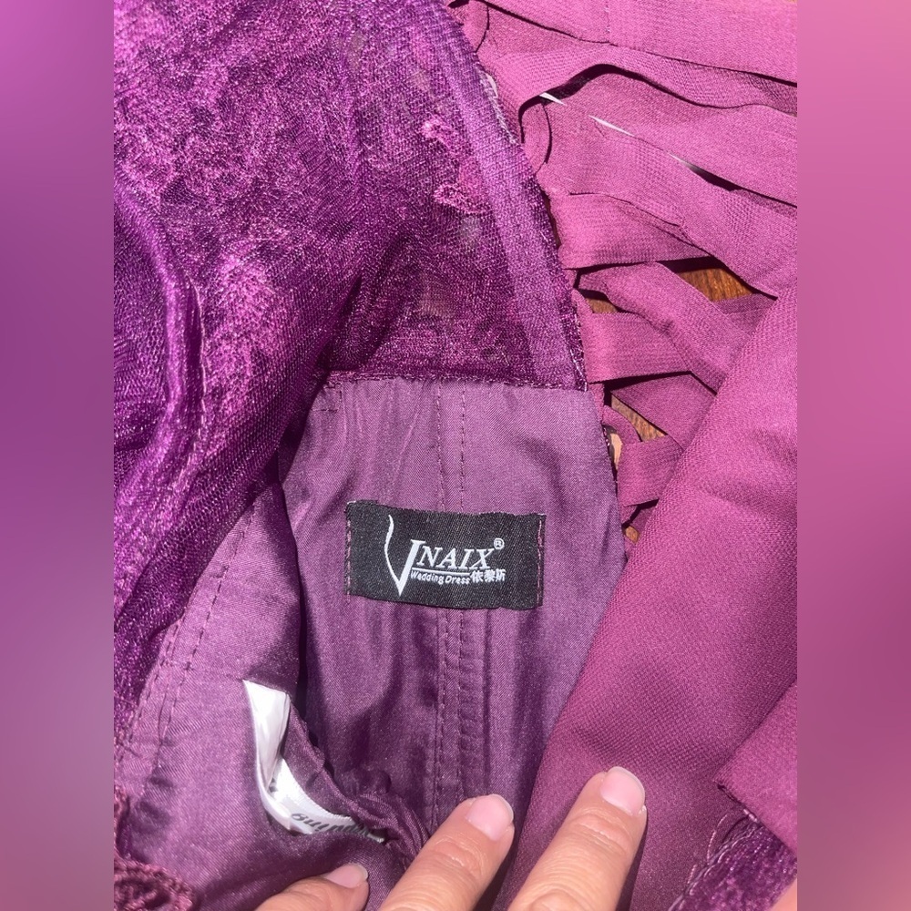 Elegant Purple Lace Wedding Dress - Picture 11 of 13